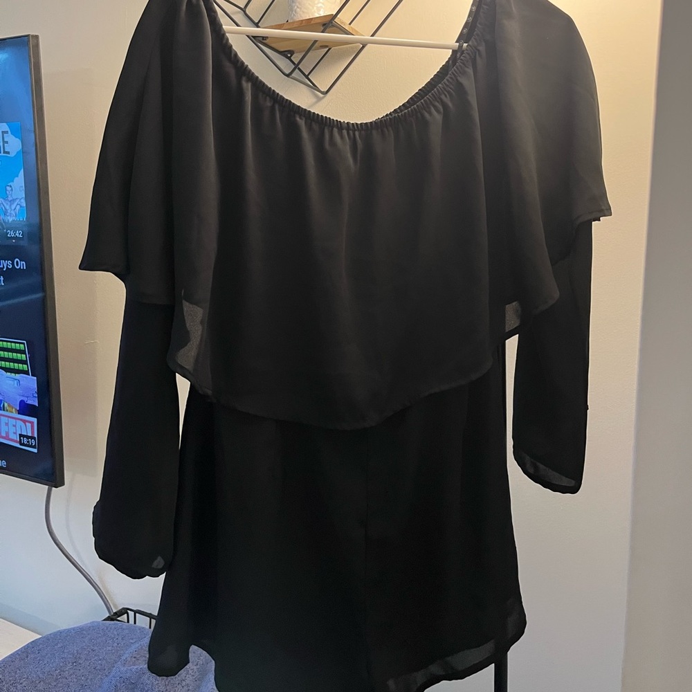 Off the shoulder long sleeve romper